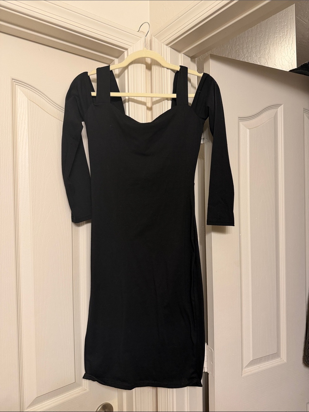 Amazon Black Long Sleeve Off-Shoulder Midi Dress